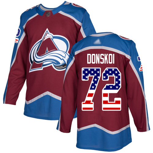 Adidas Avalanche #72 Joonas Donskoi Burgundy Home Authentic USA Flag Stitched Youth NHL Jersey