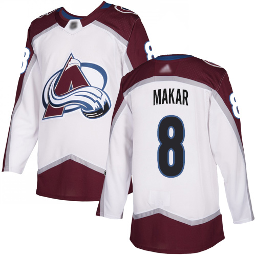 Adidas Avalanche #8 Cale Makar White Road Authentic Stitched Youth NHL Jersey