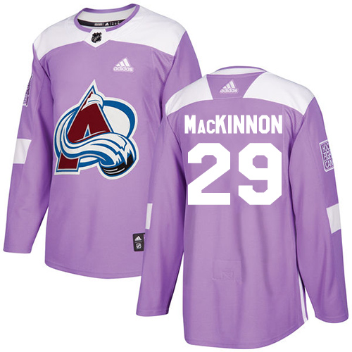 Adidas Avalanche #29 Nathan MacKinnon Purple Authentic Fights Cancer Stitched Youth NHL Jersey