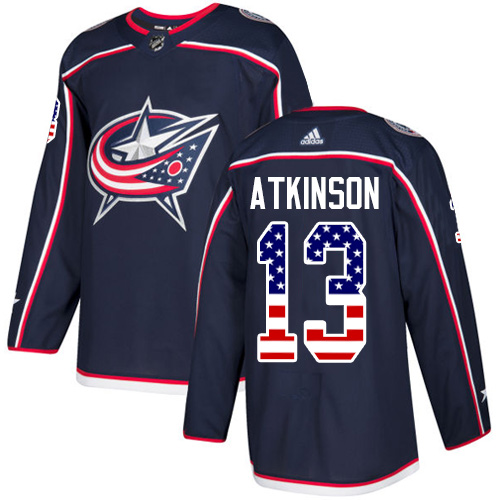 Adidas Blue Jackets #13 Cam Atkinson Navy Blue Home Authentic USA Flag Stitched Youth NHL Jersey