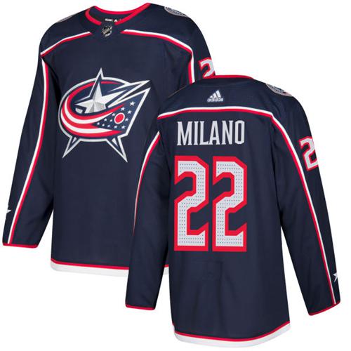 Adidas Blue Jackets #22 Sonny Milano Navy Blue Home Authentic Stitched Youth NHL Jersey