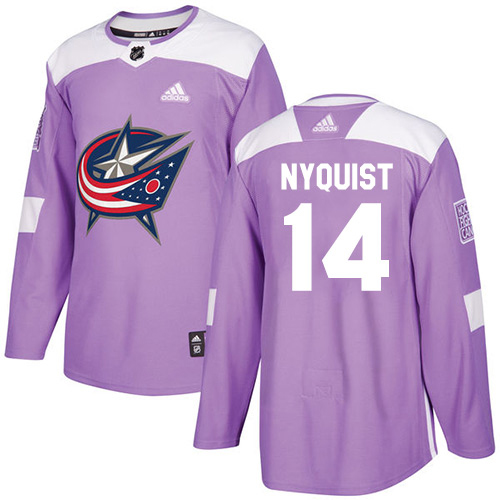 Adidas Blue Jackets #14 Gustav Nyquist Purple Authentic Fights Cancer Stitched Youth NHL Jersey