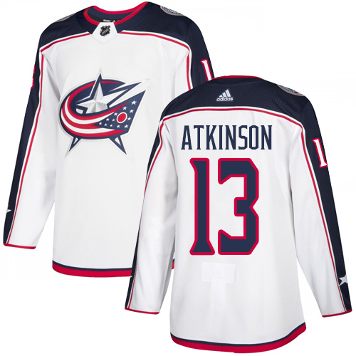 Adidas Blue Jackets #13 Cam Atkinson White Road Authentic Stitched Youth NHL Jersey