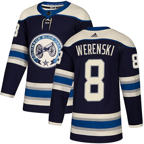 Adidas Blue Jackets #8 Zach Werenski Navy Alternate Authentic Stitched Youth NHL Jersey