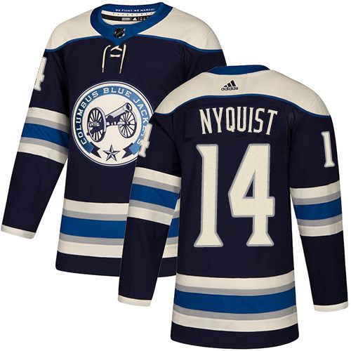 Adidas Blue Jackets #14 Gustav Nyquist Navy Alternate Authentic Stitched Youth NHL Jersey