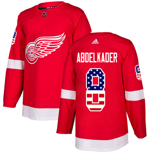 Adidas Red Wings #8 Justin Abdelkader Red Home Authentic USA Flag Stitched Youth NHL Jersey