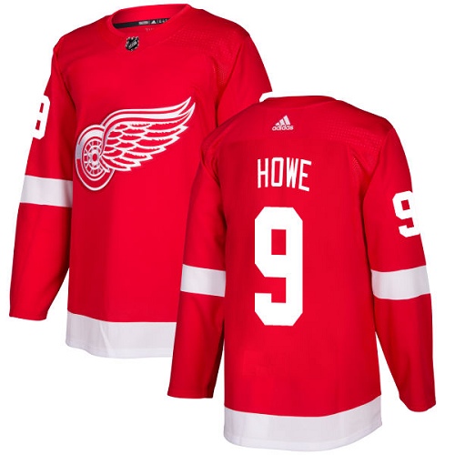 Adidas Red Wings #9 Gordie Howe Red Home Authentic Stitched Youth NHL Jersey
