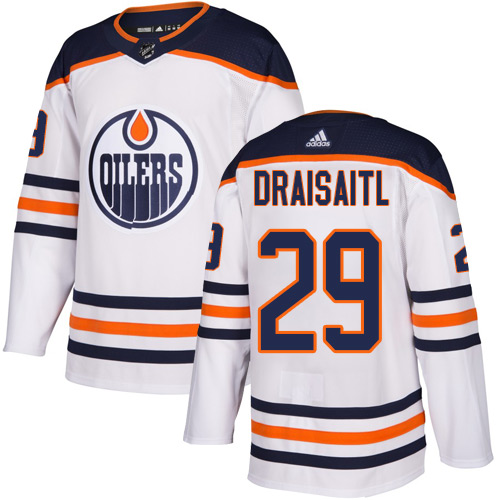 Adidas Oilers #29 Leon Draisaitl White Road Authentic Stitched Youth NHL Jersey