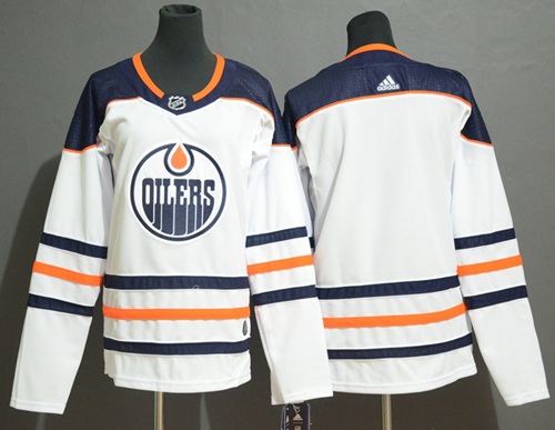 Adidas Oilers Blank White Road Authentic Stitched Youth NHL Jersey