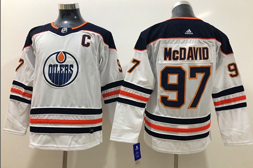 Adidas Oilers #97 Connor McDavid White Road Authentic Stitched Youth NHL Jersey