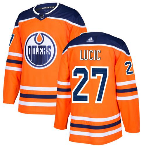 Adidas Oilers #27 Milan Lucic Orange Home Authentic Stitched Youth NHL Jersey