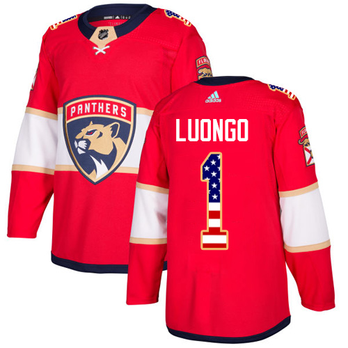 Adidas Panthers #1 Roberto Luongo Red Home Authentic USA Flag Stitched Youth NHL Jersey