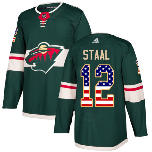 Adidas Wild #12 Eric Staal Green Home Authentic USA Flag Stitched Youth NHL Jersey
