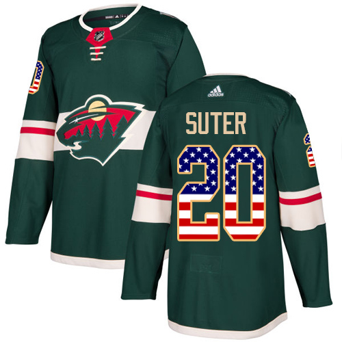 Adidas Wild #20 Ryan Suter Green Home Authentic USA Flag Stitched Youth NHL Jersey
