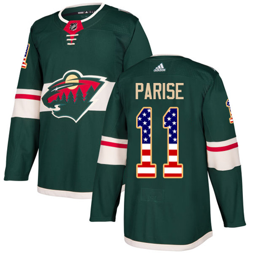 Adidas Wild #11 Zach Parise Green Home Authentic USA Flag Stitched Youth NHL Jersey