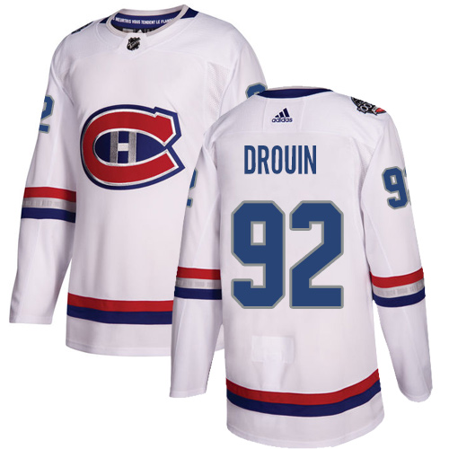 Adidas Canadiens #92 Jonathan Drouin White Authentic 2017 100 Classic Stitched Youth NHL Jersey