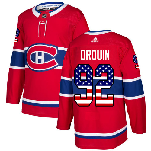 Adidas Canadiens #92 Jonathan Drouin Red Home Authentic USA Flag Stitched Youth NHL Jersey