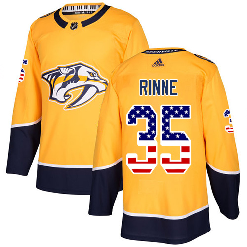 Adidas Predators #35 Pekka Rinne Yellow Home Authentic USA Flag Stitched Youth NHL Jersey