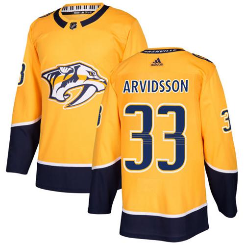 Adidas Predators #33 Viktor Arvidsson Yellow Home Authentic Stitched Youth NHL Jersey