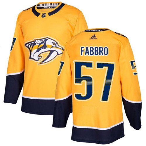 Adidas Predators #57 Dante Fabbro Yellow Home Authentic Stitched Youth NHL Jersey