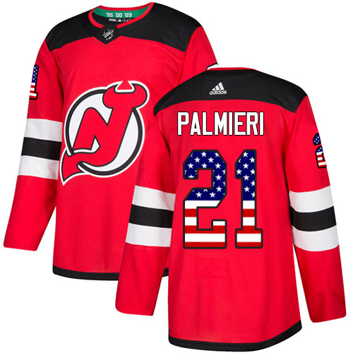 Adidas Devils #21 Kyle Palmieri Red Home Authentic USA Flag Stitched Youth NHL Jersey