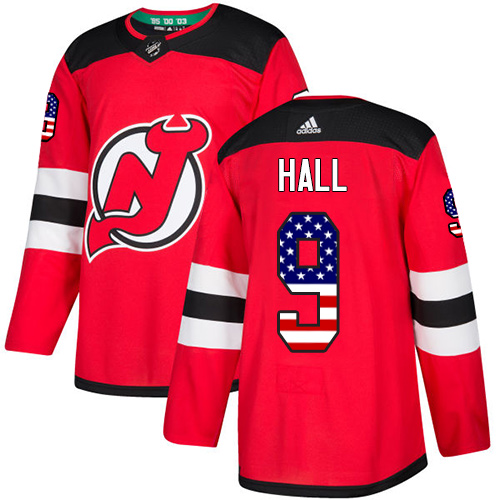 Adidas Devils #9 Taylor Hall Red Home Authentic USA Flag Stitched Youth NHL Jersey