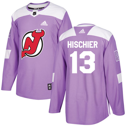Adidas Devils #13 Nico Hischier Purple Authentic Fights Cancer Stitched Youth NHL Jersey