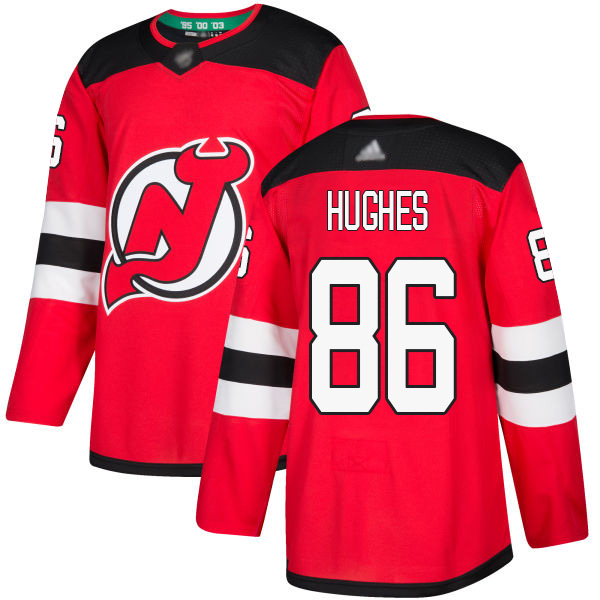 Adidas Devils #86 Jack Hughes Red Home Authentic Stitched Youth NHL Jersey