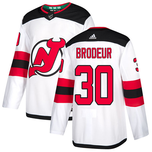 Adidas Devils #30 Martin Brodeur White Road Authentic Stitched Youth NHL Jersey