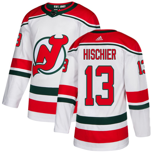 Adidas Devils #13 Nico Hischier White Alternate Authentic Stitched Youth NHL Jersey