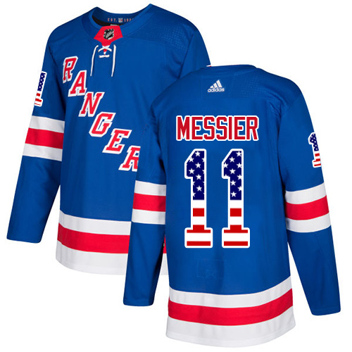 Adidas Rangers #11 Mark Messier Royal Blue Home Authentic USA Flag Stitched Youth NHL Jersey