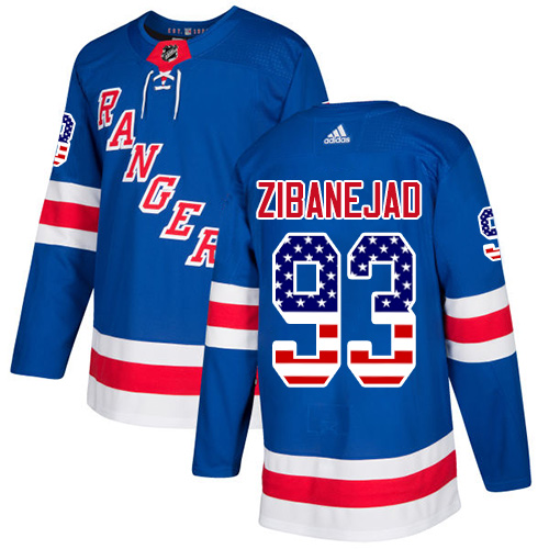 Adidas Rangers #93 Mika Zibanejad Royal Blue Home Authentic USA Flag Stitched Youth NHL Jersey