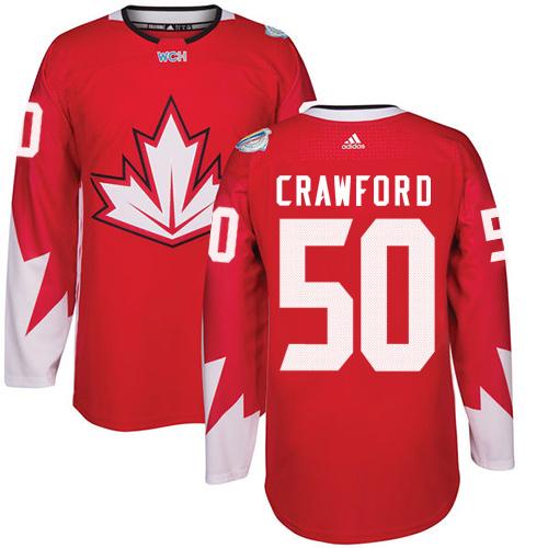 Team Canada #50 Corey Crawford Red 2016 World Cup Stitched Youth NHL Jersey
