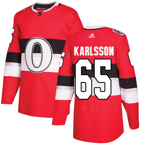 Adidas Senators #65 Erik Karlsson Red Authentic 2017 100 Classic Stitched Youth NHL Jersey