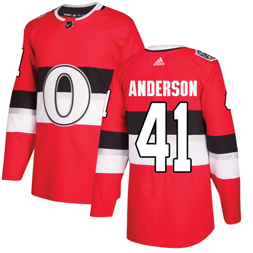 Adidas Senators #41 Craig Anderson Red Authentic 2017 100 Classic Stitched Youth NHL Jersey