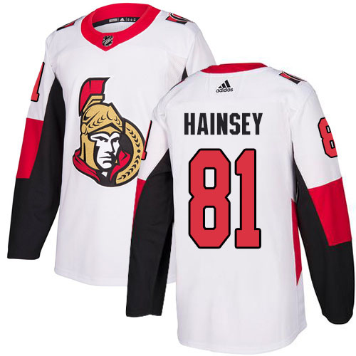 Adidas Senators #81 Ron Hainsey White Road Authentic Stitched Youth NHL Jersey