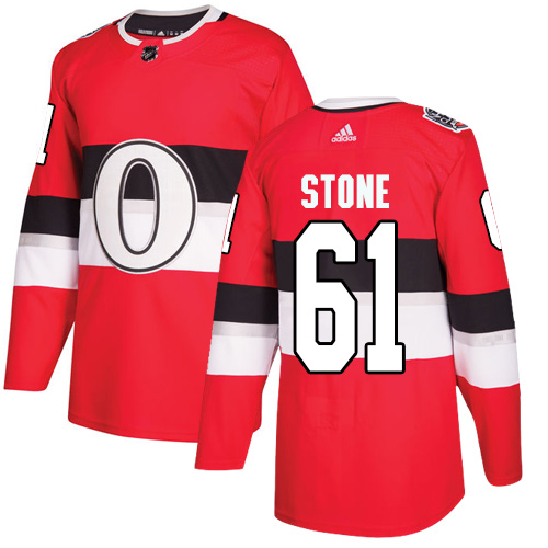 Adidas Senators #61 Mark Stone Red Authentic 2017 100 Classic Stitched Youth NHL Jersey