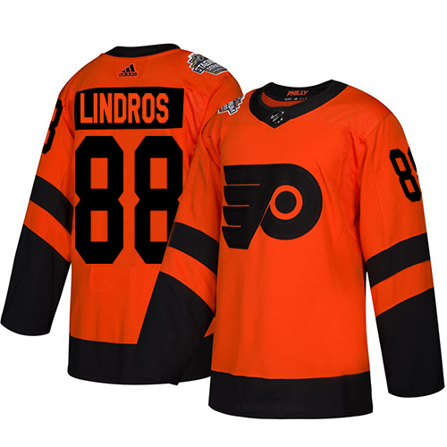 Adidas Flyers #88 Eric Lindros Orange Authentic 2019 Stadium Series Stitched Youth NHL Jersey
