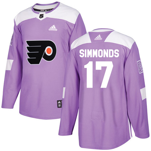 Adidas Flyers #17 Wayne Simmonds Purple Authentic Fights Cancer Stitched Youth NHL Jersey