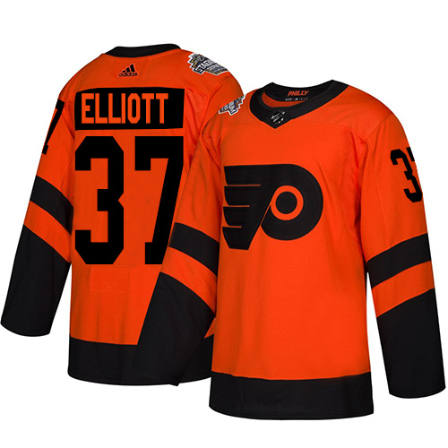Adidas Flyers #37 Brian Elliott Orange Authentic 2019 Stadium Series Stitched Youth NHL Jersey