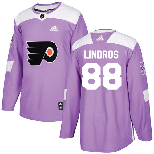 Adidas Flyers #88 Eric Lindros Purple Authentic Fights Cancer Stitched Youth NHL Jersey