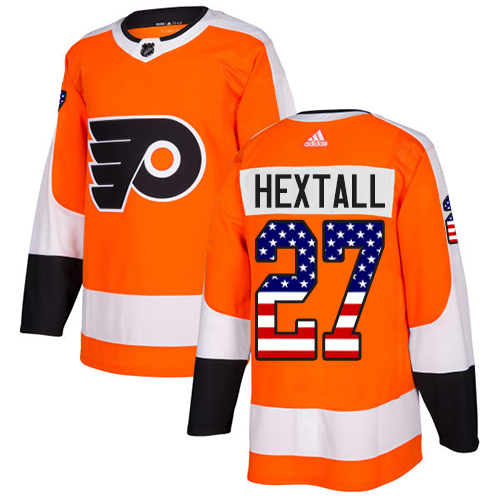 Adidas Flyers #27 Ron Hextall Orange Home Authentic USA Flag Stitched Youth NHL Jersey