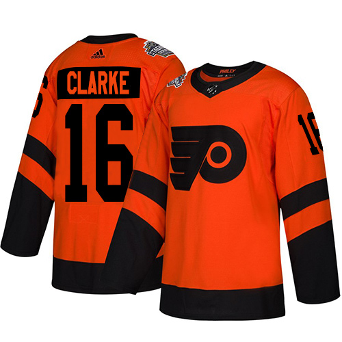 Adidas Flyers #16 Bobby Clarke Orange Authentic 2019 Stadium Series Stitched Youth NHL Jersey