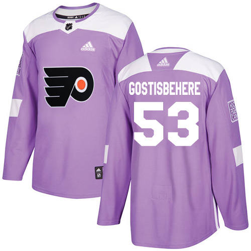 Adidas Flyers #53 Shayne Gostisbehere Purple Authentic Fights Cancer Stitched Youth NHL Jersey