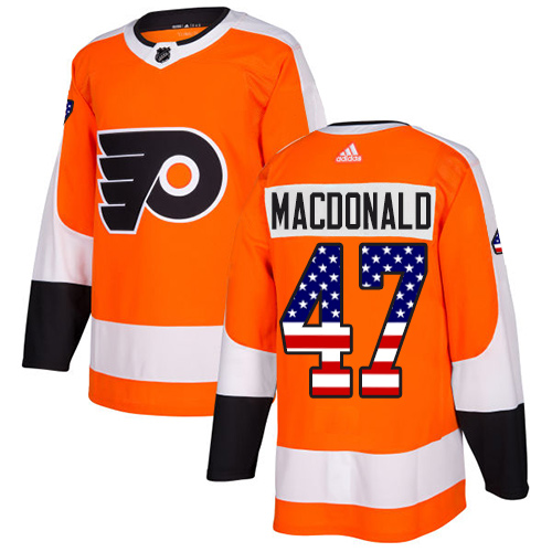 Adidas Flyers #47 Andrew MacDonald Orange Home Authentic USA Flag Stitched Youth NHL Jersey