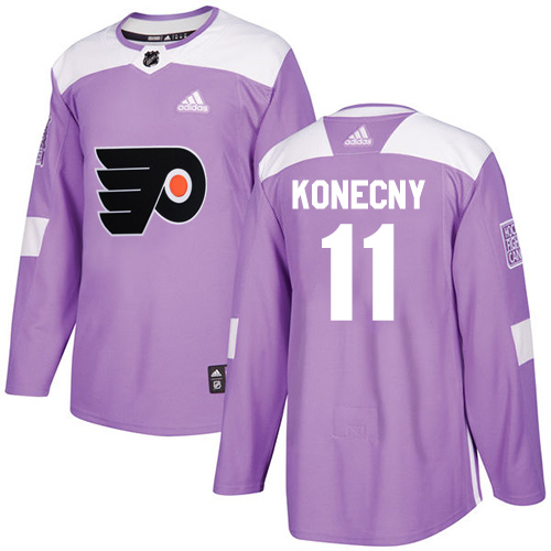 Adidas Flyers #11 Travis Konecny Purple Authentic Fights Cancer Stitched Youth NHL Jersey