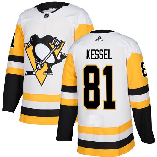 Adidas Penguins #81 Phil Kessel White Road Authentic Stitched Youth NHL Jersey