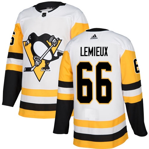 Adidas Penguins #66 Mario Lemieux White Road Authentic Stitched Youth NHL Jersey