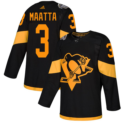 Adidas Penguins #3 Olli Maatta Black Authentic 2019 Stadium Series Stitched Youth NHL Jersey