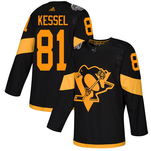 Adidas Penguins #81 Phil Kessel Black Authentic 2019 Stadium Series Stitched Youth NHL Jersey